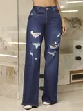 Calça Wide Leg Estilosa e Refinada com Detalhes Destroyed Pit Bull Jeans