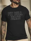Camiseta Masculina Gola O Preta Estilosa e Refinada com Logomania Pit Bull Jeans