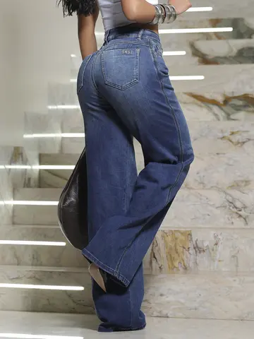 Calça Wide Leg Confortável e Estilosa Pit Bull Jeans com Caimento Elegante