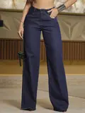 Calça Wide Leg Confortável e Estilosa com Lavado Escuro Pit Bull Jeans