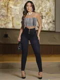 Calça Cintura Perfeita Modeladora e Elegante com Lavado Escuro Pit Bull Jeans