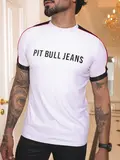 Camiseta Masculina Gola O Casual e Sofisticada com Logomania Pit Bull Jeans