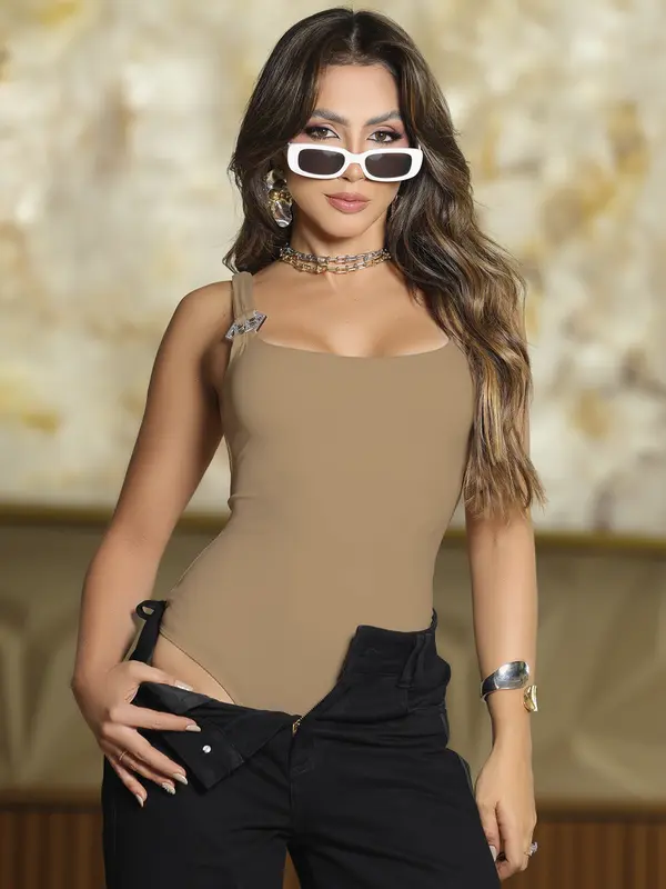 Body Refinado com Enfeite nas Alças e Modelagem Justa Pit Bull Jeans