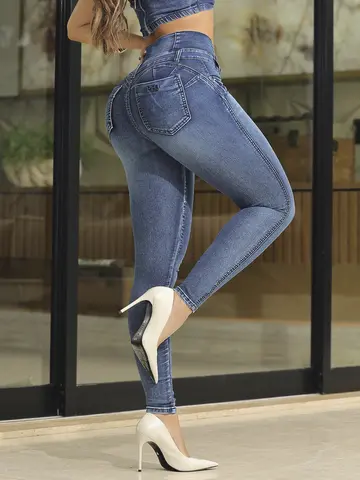 Calça Cintura Perfeita Modeladora e Sofisticada com Lavado Escuro Pit Bull Jeans
