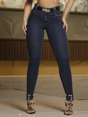 Calça Skinny Hot Pants Modeladora e Estilosa com Cinto Pit Bull Jeans