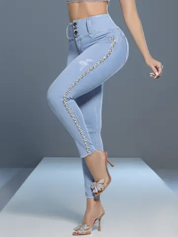 Calça Cintura Perfeita Modeladora e Estilosa com Detalhes Laterais Pit Bull Jeans