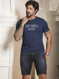 Bermuda Masculina Estilosa com Lavado Escuro e Detalhes Puídos Pit Bull Jeans