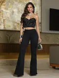 Corset Elegante e Refinado com Pedrarias e Bordado Floral Pit Bull Jeans