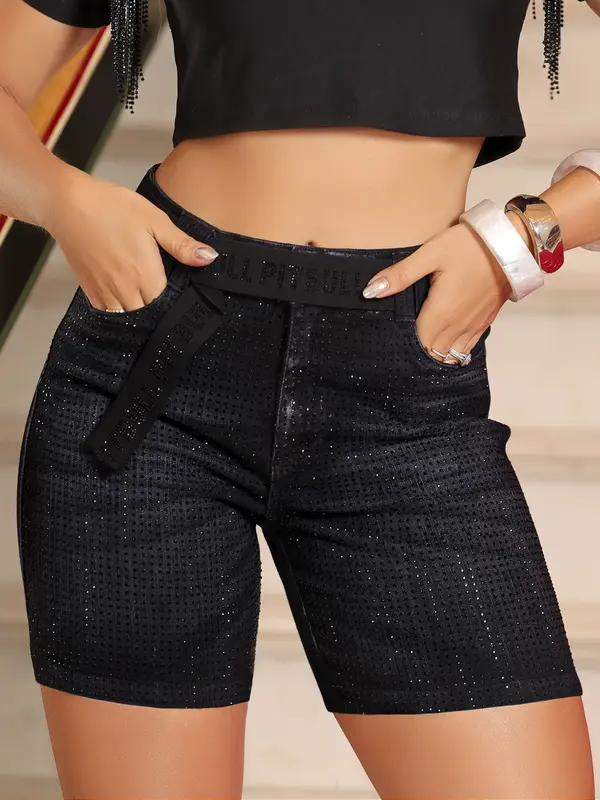 Bermuda Conceito Estilosa com Pedrarias e Cinto Personalizado Pit Bull Jeans
