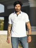 Polo Masculina Estilosa com Estampa Metalizada e Gola Estruturada Pit Bull Jeans