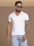 Camiseta Masculina Estampada Pit Bull Jeans Confortável com Capuz Estiloso