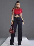 Cropped Sofisticado e Elegante com Elástico Personalizado Pit Bull Jeans