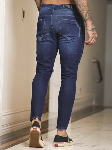 Calça Masculina Casual e Sofisticada com Estilo Destroyed Pit Bull Jeans