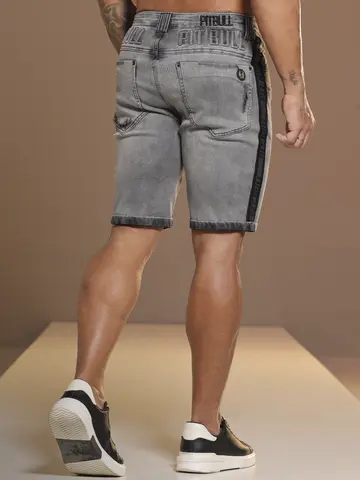 Bermuda Masculina Estilosa com Toque Destroyed e Elástico Lateral Pit Bull Jeans