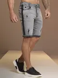 Bermuda Masculina Estilosa com Toque Destroyed e Elástico Lateral Pit Bull Jeans