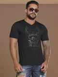 Camiseta Slim Gola V Casual e Estilosa com Estampa Pit Bull Jeans