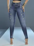 Calça Skinny Modeladora e Sofisticada com Detalhes em Ilhoses Pit Bull Jeans