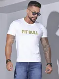 Camiseta Gola O Casual e Sofisticada com Estampa Metalizada Pit Bull Jeans