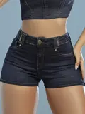 Short Soltinho Casual com Lavado Escuro e Elástico Personalizado Pit Bull Jeans