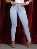 Calça Skinny Sofisticada com Amarração e Escrita Lateral Pit Bull Jeans