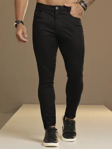 Calça Masculina Preta Estilosa e Casual com Detalhe Lateral Pit Bull Jeans