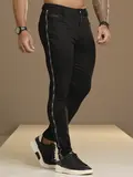Calça Masculina Preta Estilosa e Casual com Detalhe Lateral Pit Bull Jeans