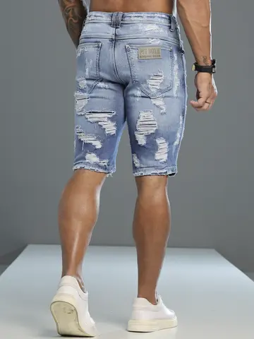 Bermuda Masculina Pit Bull Jeans Confortável e Sofisticada com Estilo Destroyed
