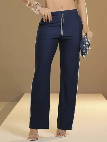 Calça Pantalona Confortável e Estilosa com Lateral Personalizada Pit Bull Jeans