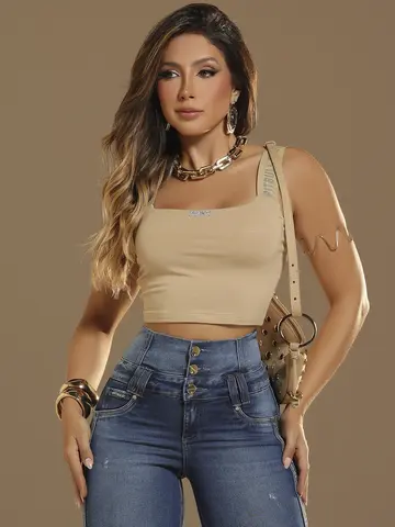 Cropped Casual e Sofisticado com Alças Personalizadas Pit Bull Jeans