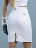 Saia Secretaria Branca Elegante e Sofisticada com Detalhes Únicos Pit Bull Jeans