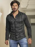 Camisa Preta Masculina Manga Longa Estilosa