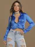 Camisa Cropped Elegante e Estilosa com Toque Acetinado Pit Bull Jeans