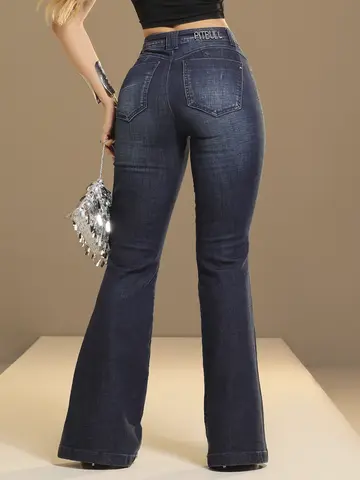 Calça Flare Estilosa e Autêntica com Bordado Lateral Pit Bull Jeans