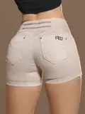 Short Sexy Color Pit Bull Jeans Modelador e Estiloso com Detalhes em Pedrarias