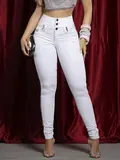 Calça Skinny Cintura Perfeita Branca Modeladora e Sofisticada Pit Bull Jeans