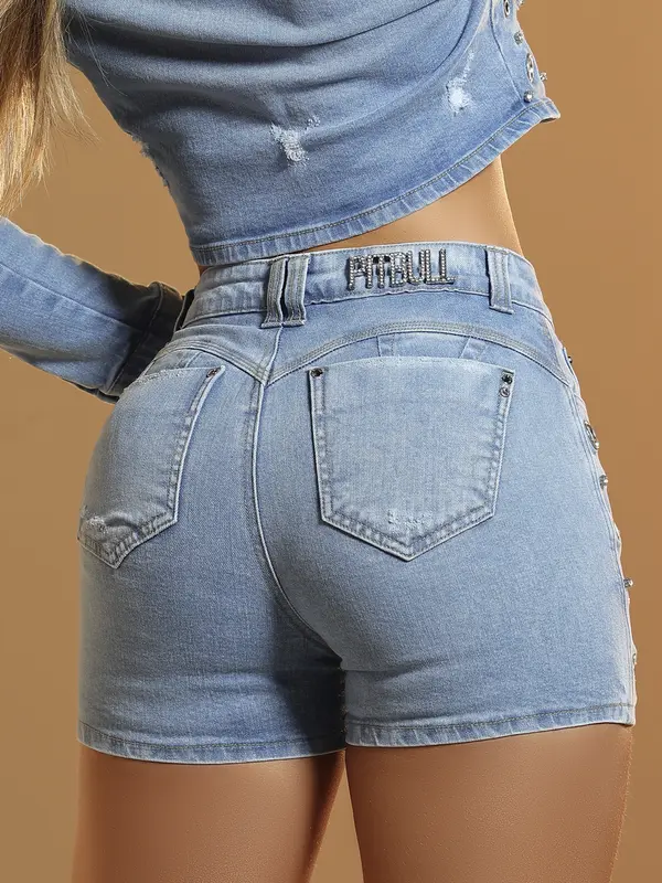 Short Conceito com Estiloso Casual com Detalhes de Ilhoses Pit Bull Jeans