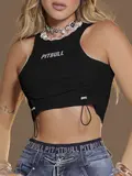 Cropped Pit Bull Jeans Estiloso e Confortável com Detalhe Franzido