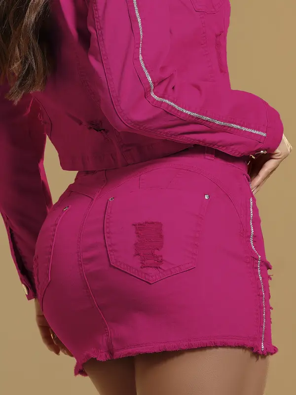 Minissaia Color Sofisticada e Casual com Detalhes de Strass Pit Bull Jeans