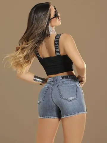 Short Saia Casual e Estiloso com Escrita Bordada Pit Bull Jeans