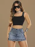 Short Saia Casual e Estiloso com Escrita Bordada Pit Bull Jeans