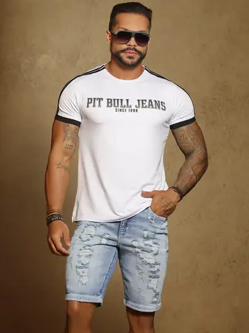 Camiseta Gola O Autêntica com Logomania em Relevo Pit Bull Jeans