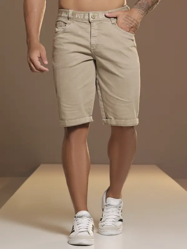 Bermuda Masculina Casual e Confortável com Cós Personalizado Pit Bull Jeans