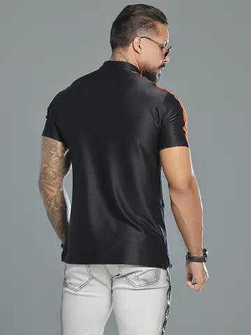 Polo Masculina Estilosa com Logomania em Relevo Pit Bull Jeans