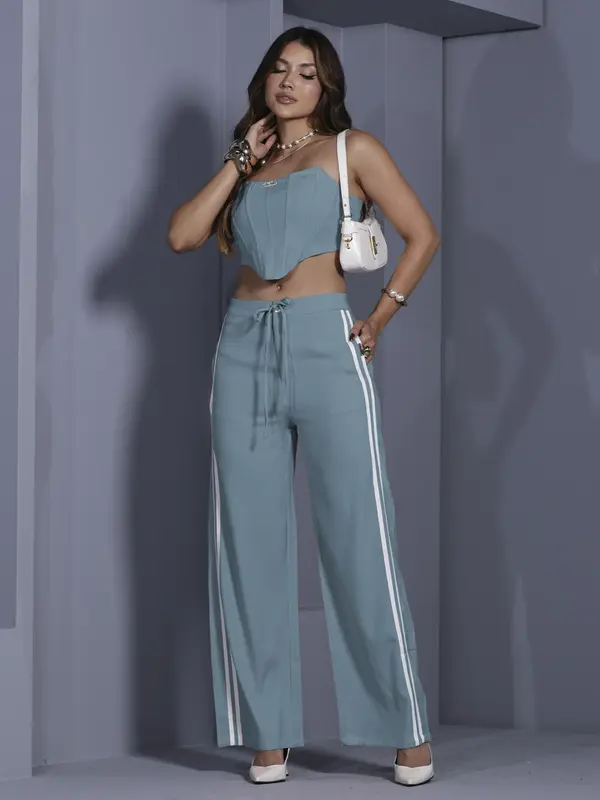 Conjunto Calça e Corset Confortável com Detalhes Laterais Empório Pit Bull