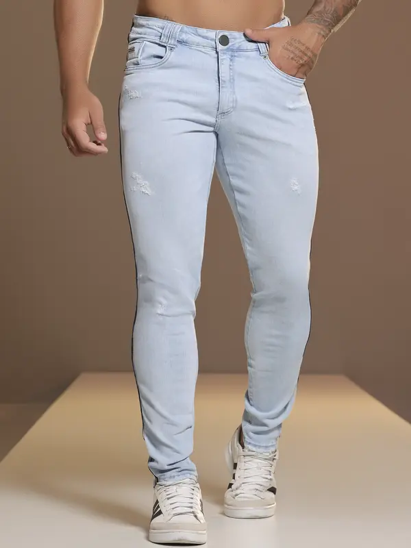 Calça Masculina Confortável e Estilosa com Detalhe Lateral Pit Bull Jeans