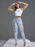 Calça Boyfriend Autêntica com Pedrarias e Cinto Personalizado Pit Bull Jeans