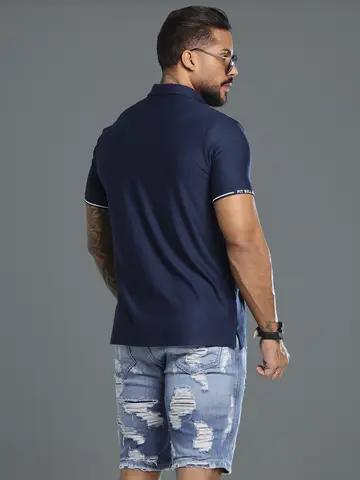 Polo Masculina Sofisticada e Casual com Estampa em Relevo Pit Bull Jeans