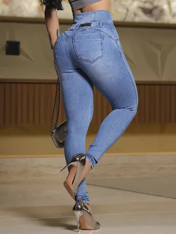 Calça Cintura Perfeita Jeans Claro Estilosa Pit Bull Jeans