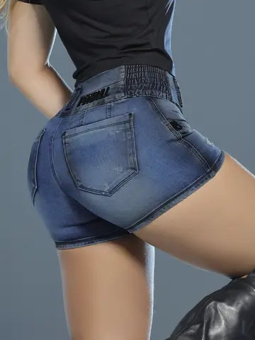 Short Cós Mágico Modelador e Estiloso com Detalhes Navalhados Pit Bull Jeans