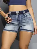 Short Jeans Claro com Cinto de Pedrarias e Bojo Removível Pit Bull Jeans